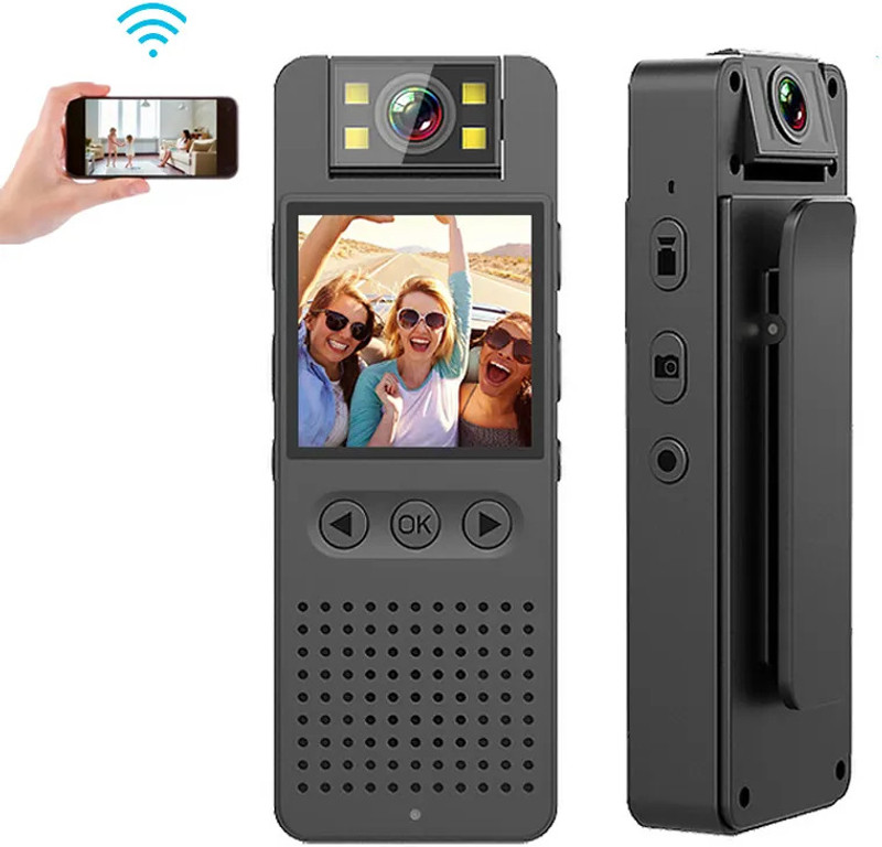 FEERO Mini WiFi Body Camera 1080P HD Sports Cam Screen Display Wireless Video Recorder Security Camera(1 Channel)