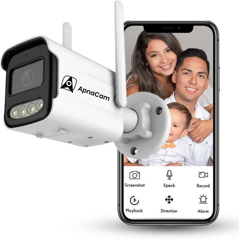 ApnaCam 5MP 2-way Audio LED Light Color Night Vision WiFi Outdoor Bullet CCTV Security Camera(128 GB, 2 Channel)