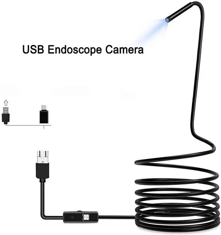 SKY HUB Endoscope USB Camera 7mm Lens with 6LEDs and 2M Wire for Inspection Use Security Camera(500 GB, 1 Channel)