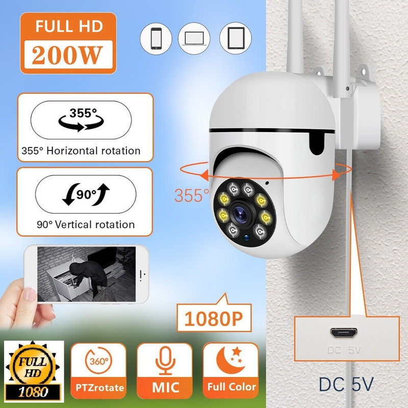 Bzrqx Wifi HD PTZ V380 Pro Outdoor Camera 1080p Colour Night Vision Ip66 CCTV Camera Security Camera(128 GB, 1 Channel)