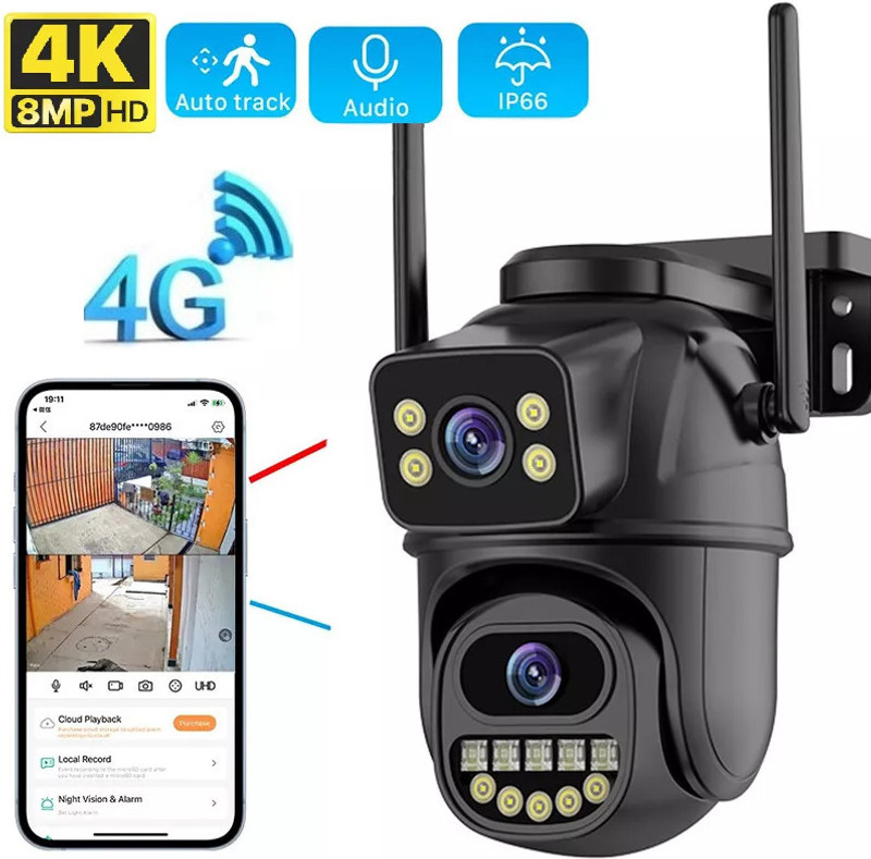 AVOIHS 4G SIM Wireless Dual lens 1080P HD Camera 2way Audio 360° Rotating Night Vision Security Camera(128 GB, 1 Channel)