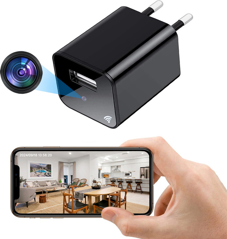 Eye4spy 1080P WiFi USB Charger Hidden Camera | Spy Camera with Live View | Nanny Cam | Security Camera(128 GB, 2 Channel)