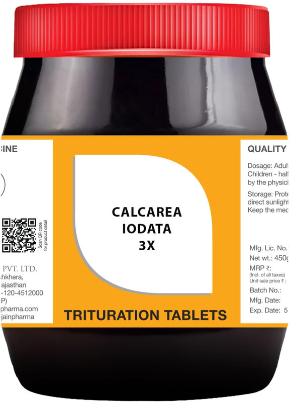 Bjain Calcarea Iodata Trituration Tablet 6X, 450GM for Metabolic Support 6x Tablets(450 g)