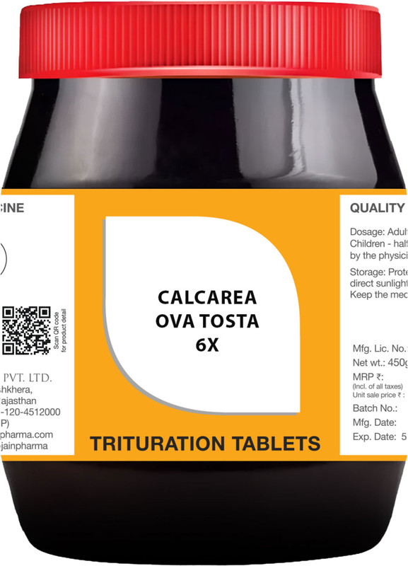 Bjain Calcarea Ova Tosta Trituration Tablet 6X, 450GM | Bone & Wellness Support 6x Tablets(450 g)