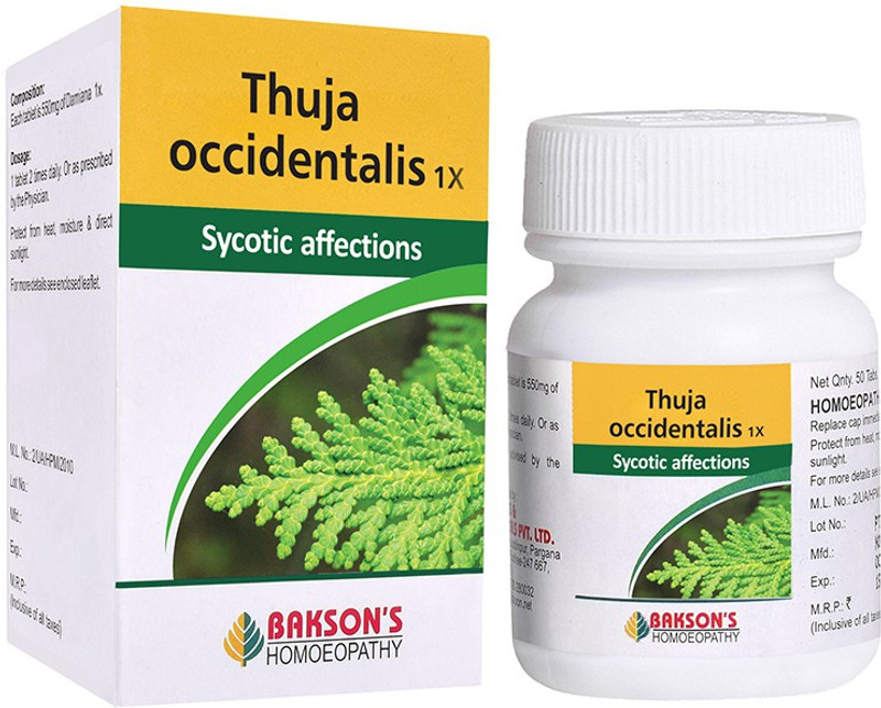 Bakson's Homoeopathy Thuja Occidentalis 1X Tablets(50 Units)