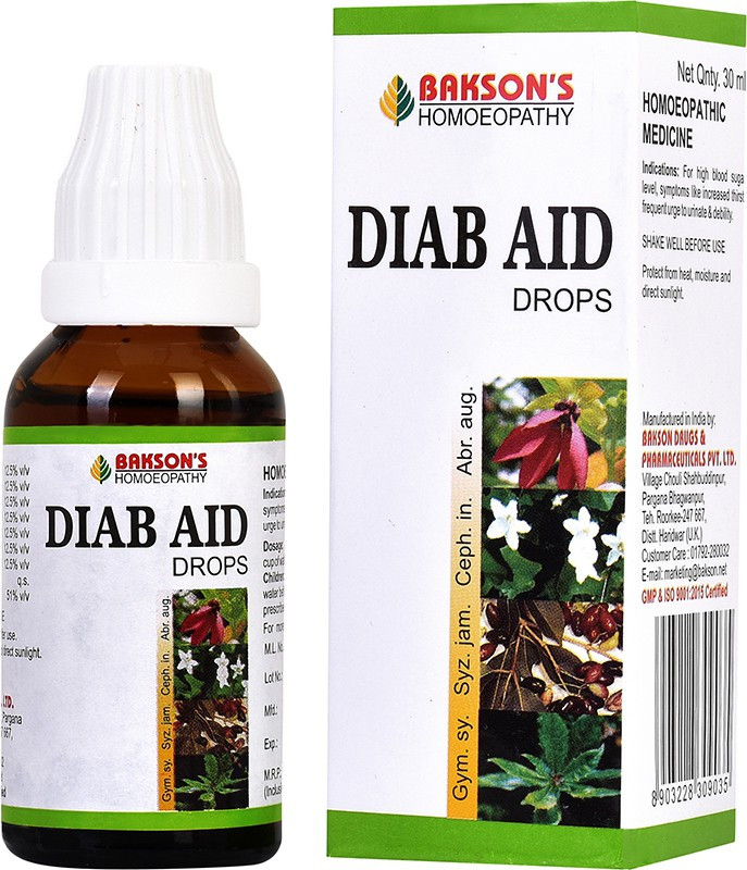 Bakson's Homoeopathy Diab Aid , Drops(100 ml)
