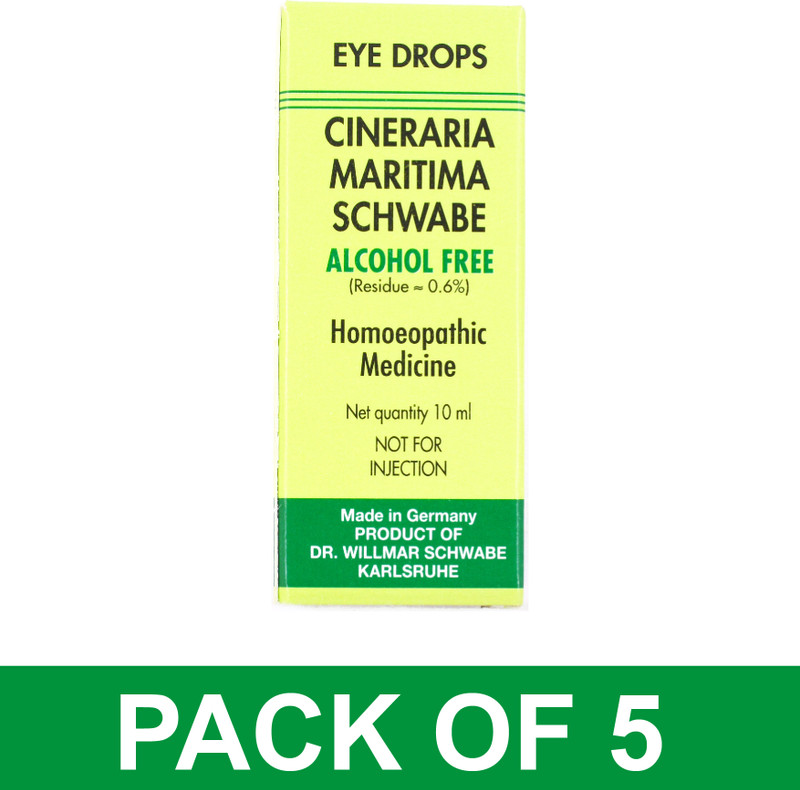 Dr.Willmar Schwabe Germany Cineraria Maritima Schwabe (Alchohol Free) Eye Drops(5 x 10 ml)