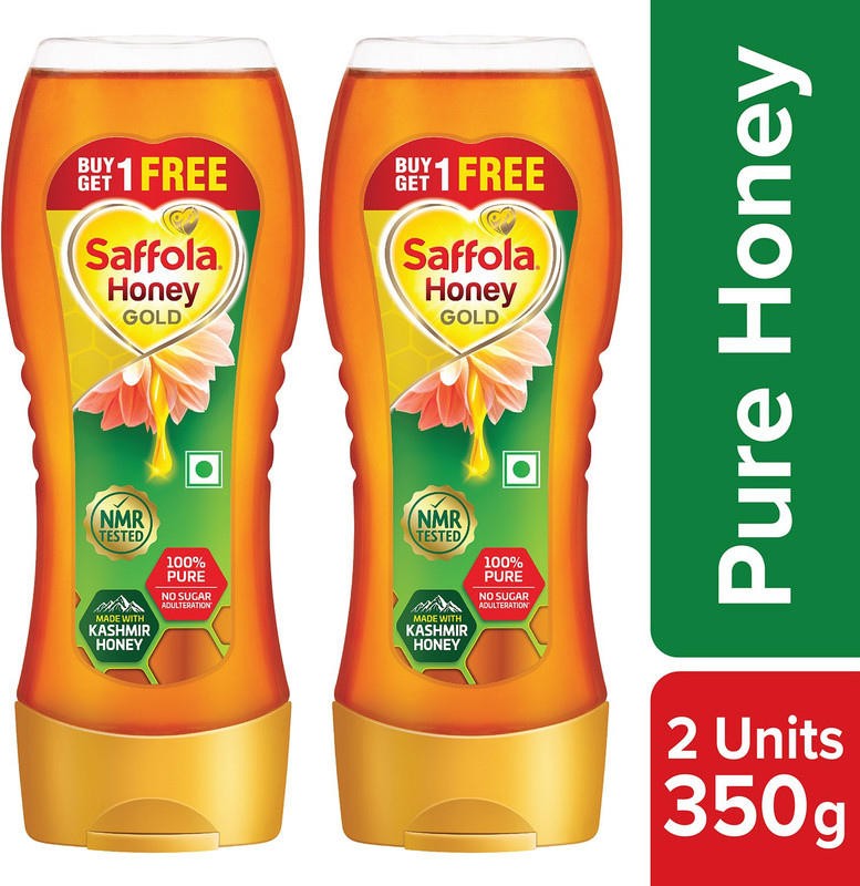 Saffola Honey Gold, 100% Pure NMR Tested, Made with Kashmir Honey, Squeezy pack
