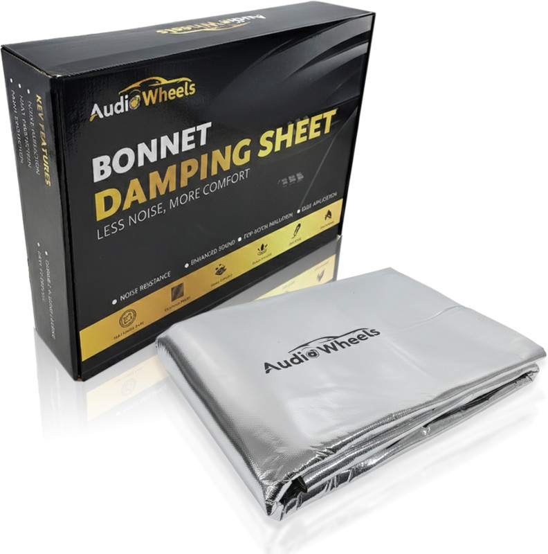 Audio Wheels Bonnet Damping Sheet for Car | 6MM Sound Proof Foam | 140 x 104 CM | Pack of 1 Hood Latch Kit