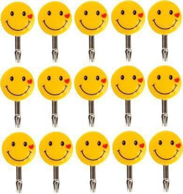 MON N MOL Small Size Smiley self adhesive wall hanging PACKE OF 2 PIECES Hook 15(Pack of 25)