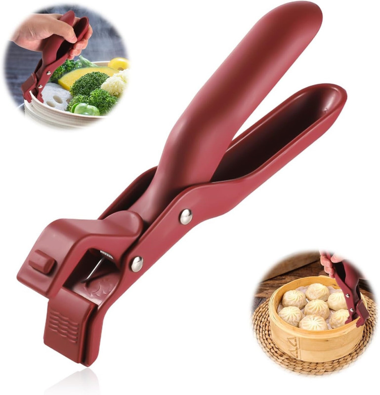 V2H Dish Holder Hot Bowl Dish Plate Gripper Clips Plastic&Silicone Tongs Clamp Holder 1 Pcs 20 cm NA Pakkad(Pack of 1)