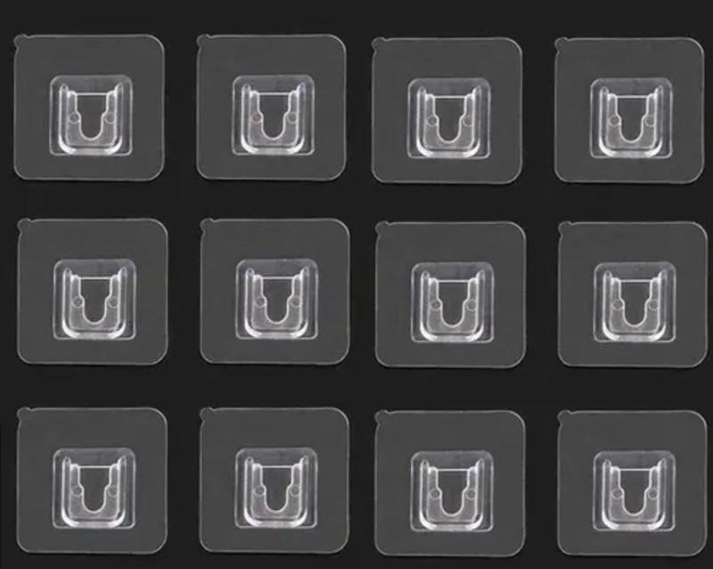 DEQTRON 12 Pcs Adhesive Transparent Sticker for Bathroom Self Corner (Only Stickers) Hook 12(Pack of 12)