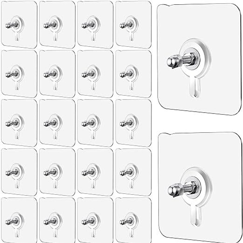 QXORE Screw Hooks for Wall Heavy Duty self Adhesive ,Wall hanging Kitchen 20 Pack Hook 20(Pack of 20)