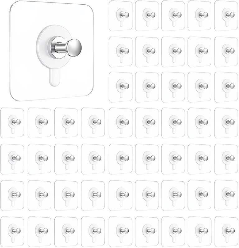 DALUCI Strong Adhesive Photo Frame Wall Hooks Sticky Hanger Holder for Home Hook 50(Pack of 50)