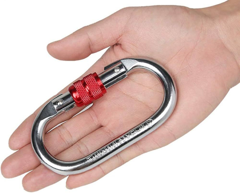 Toolsroom Carabiner Hook 25Kn Red & Silver Locking Carabiner(Red, Silver)