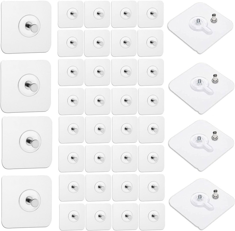 HINAMI Wall Clips for Sticky Photo Frame, Hanging, Bathroom Item, Racks, Kitchen Items Hook 40(Pack of 40)
