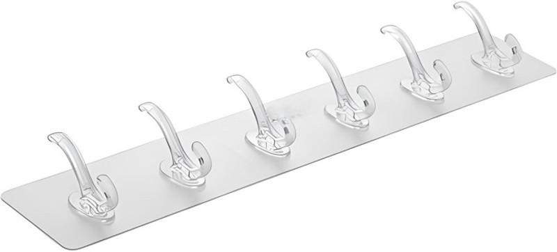 omkar zone 6-in-1 Wall Hooks for Hanging-Heavy Duty for Wall Self Adhesive Wall Hook d58 Hook Rail 6(Pack of 1)