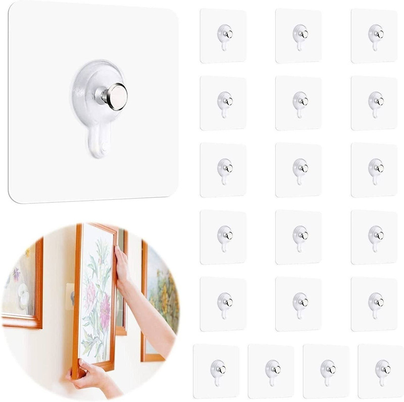 VESTURA Premium Adhesive Wall Hooks – Extra Strong Hold for Kitchen, Bathroom & Bedroom Hook 20(Pack of 20)