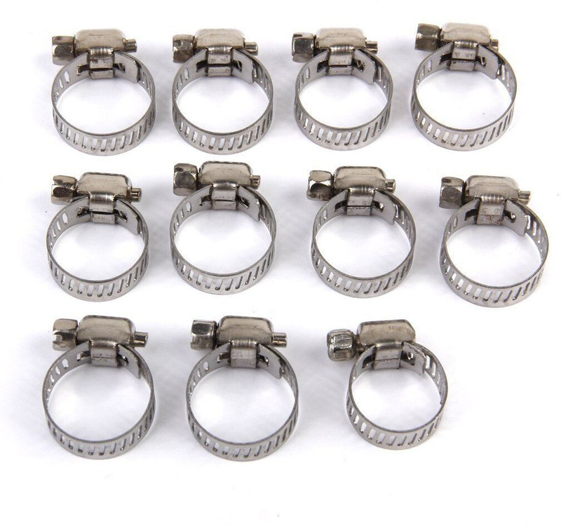 Episkey Stainless Steel Adjustable Hose Pipe Clips Spring Clamp 13-19mm (10 CLAMPS) Hose Clamps