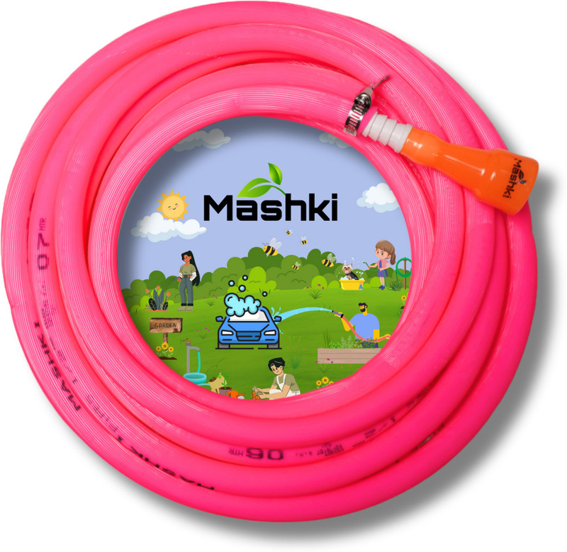 MASHKI 0.5 Inch 15 Meter (50 Feet) Flexible Double Layered Garden Water Hose Pipe With Tap Connector And Clamps For Gardening , Car Washing , Bike Washing Etc ,Water Hose Pipe , Double Layered Hose Pipe , Pipe For Garden Hose Pipe(1500 cm)