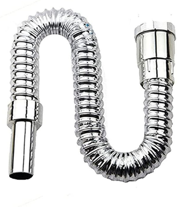 COSVIT PVC Chrome Plated Flexible Waste Pipe 1-1/4" for Kitchen Sink Heavy Duty Waste Water Drain Hose Outlet Tube Connector (Pack of 1) Hose Pipe(0.8 m)