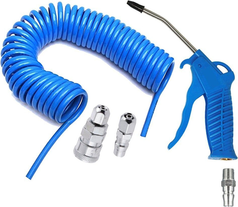HOSEMART PU Coil 8mm X 5mm 10 Meter Long With SP20 + PP20 & Air Blow Gun + PM20 Flexible Pneumatic Pipe Polyurethane Spiral Tube Hose Cleaning Dusting Hose Pipe(10 m)