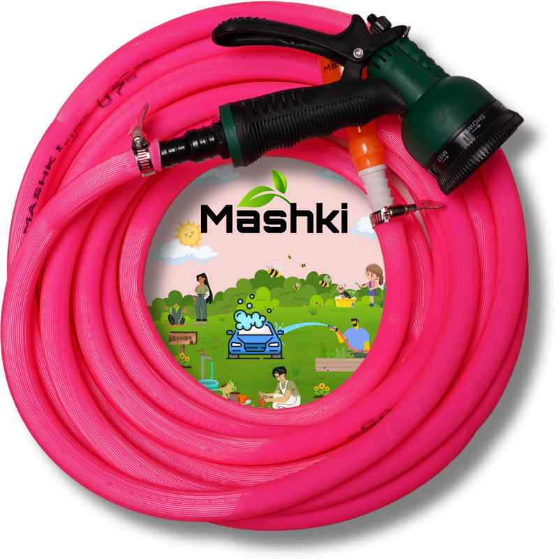 MASHKI 20 Metre (65 Feet) Premium Quality Double Layered Hose Pipe For Gardening, Car/Bike Washing, Home Use, Pet Wash Hose Pipe 0.5Inch 20 Meter Double Layered Hose Pipe With 8 Pattern water Sprayer Hose Pipe(2000 cm)