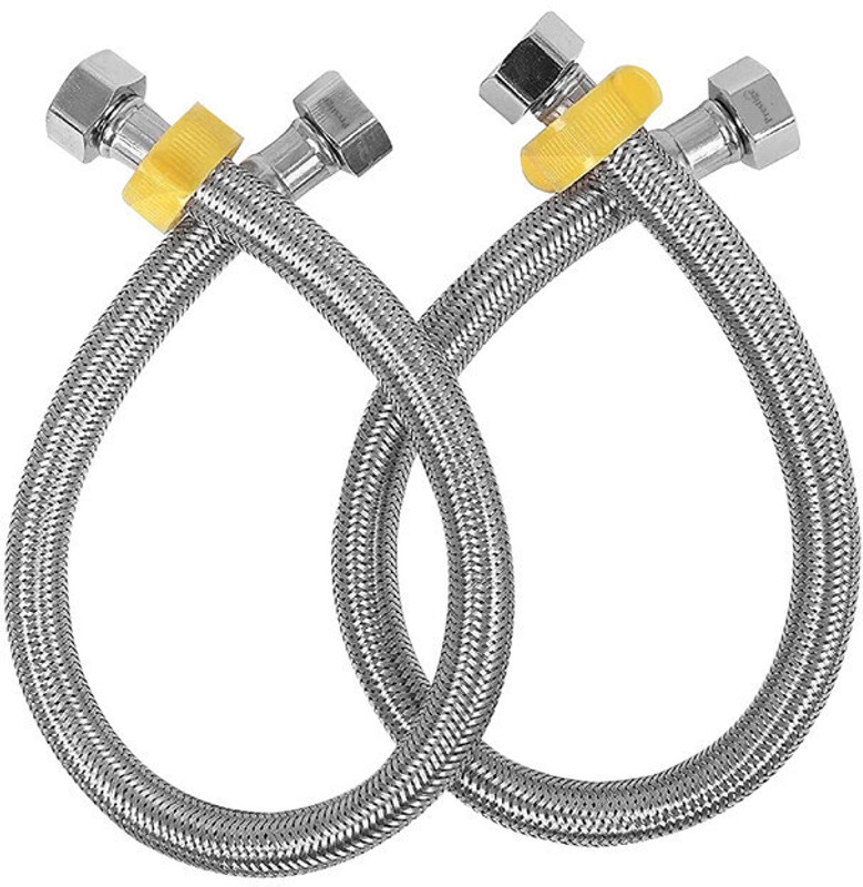 Prestige Stainless Steel Connection Pipe 18" (Pack Of 2) Suitable For Hot & Cold Mixer Faucets For Basins & Sinks, Geysers, & Flush Tanks Hose Pipe(45 m)