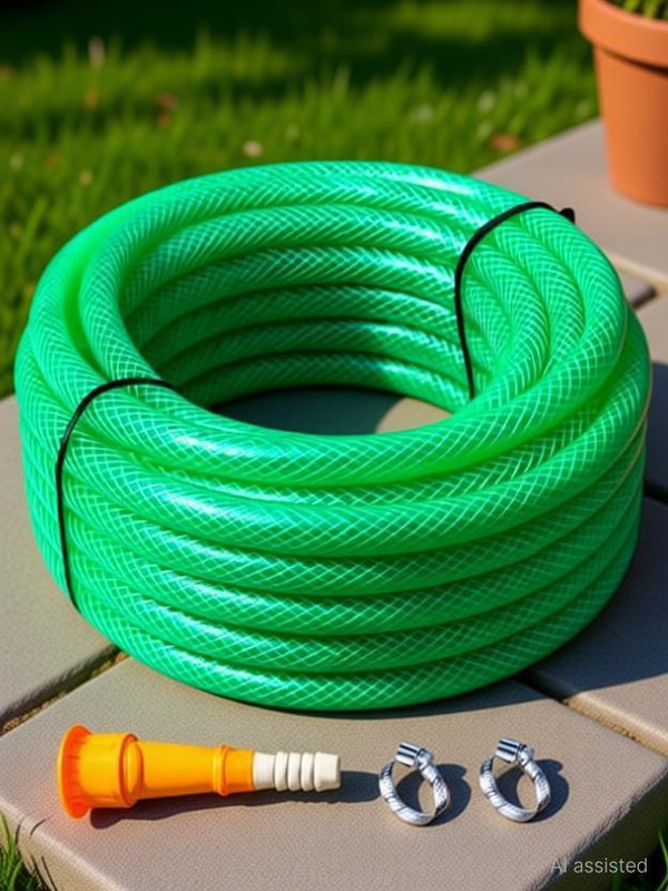 RAMA PIPE 1/2 Inch (0.50 Inch) 30 Meter (100 FEET) 3 Layered Heavy Duty Braided Hose Pipe with tap connectors and clips Hose Pipe(30 m)
