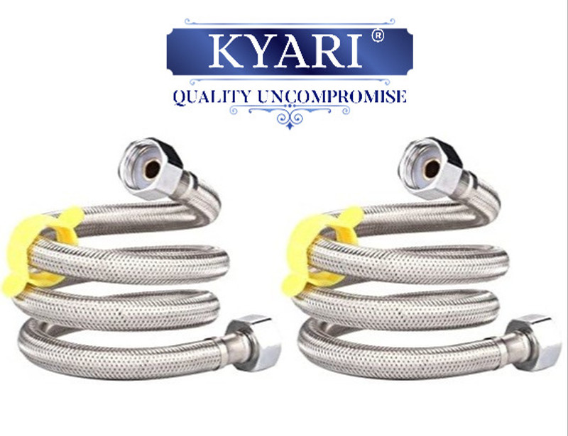 Kyari - 304 HIGH GRADE Stainless Steel 24 inch Connection Pipe - SET OF 2 - For Geyser / Washbasin / Toilet / Bathroom Hose Pipe(2400 cm)