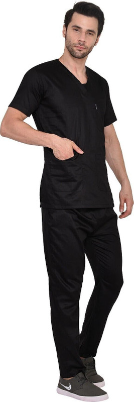 DENIMEN Cotton Unisex Medical Scrub Suit for Men & Women Shirt, Pant Hospital Scrub(CARBON BLUE XL)