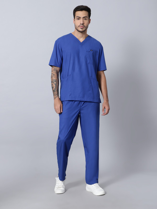 UNINUR MEN'S EXCELLENT 7 POCKET Shirt, Pant Hospital Scrub(ROYAL BLUE XXL)