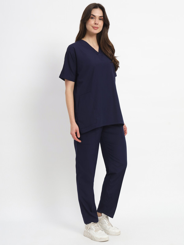 LATHIYA UNIFORM SCRUB SUIT HALF BLUE Shirt, Pant Hospital Scrub(NAVY BLUE S)