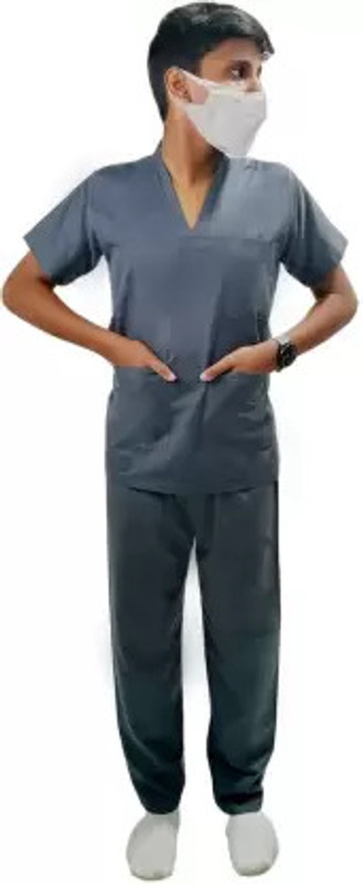 ATCX Scrub Suits for men and women Shirt, Pant Hospital Scrub(Dark grey L)