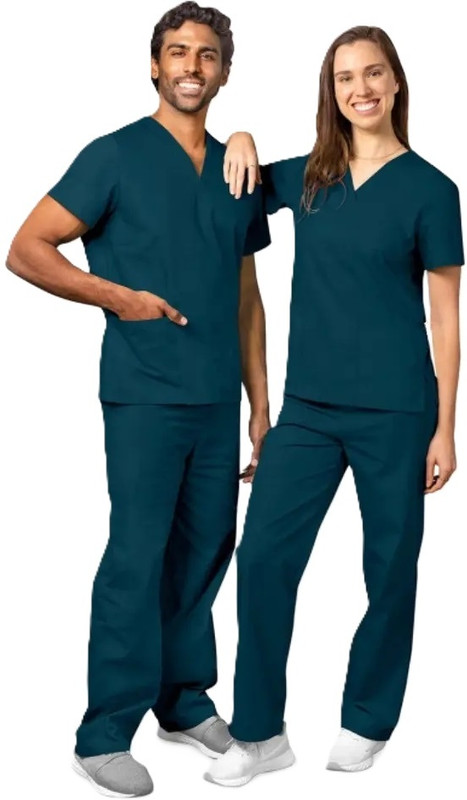 Jetflon Scrub Suit V-Neck Unisex 5 Pocket Active Athleisure wear Modern For Doctors Pant, Shirt Hospital Scrub(BLUE S)
