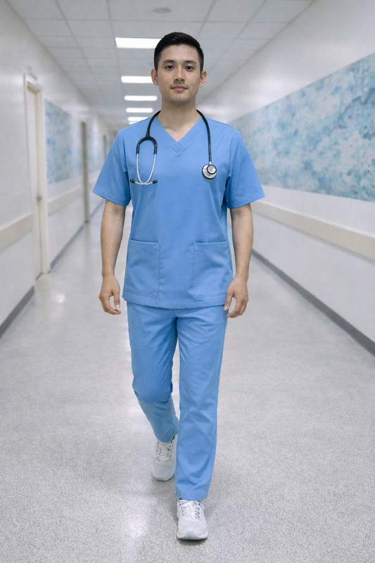 SIFUNIFORMS SSBLU-S Pant, Shirt Hospital Scrub(BLUE S)