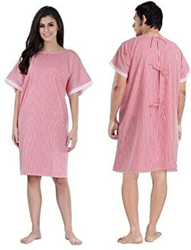 AVNEEL Patient Dress Patient Gown/Both Side Wearable, (red) Free Size Unisex Gown Hospital Scrub(red Free)