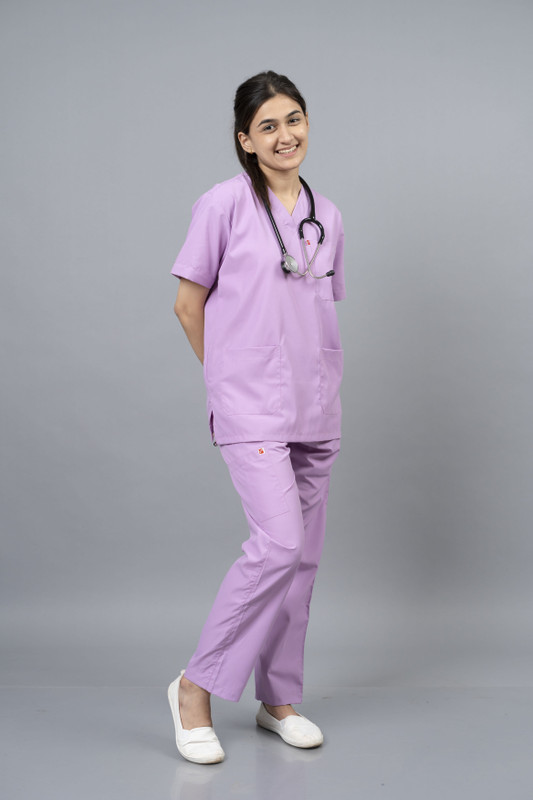 VastraMedwear Medical Scrub Suit for Women Shirt Hospital Scrub(Lavender XXXL)