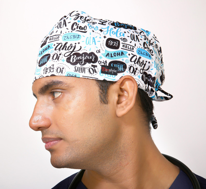 Docslyte Hello World Scrub Cap Gown Hospital Scrub(Multicolor Free)