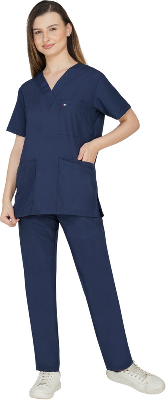PRAGATI TRENDS Women Scrub Suit-Ideal for Doctor,Nurses,Dentist&Healthcare Professionals NB/3XL Gown Hospital Scrub(NAVY BLUE XXXL)