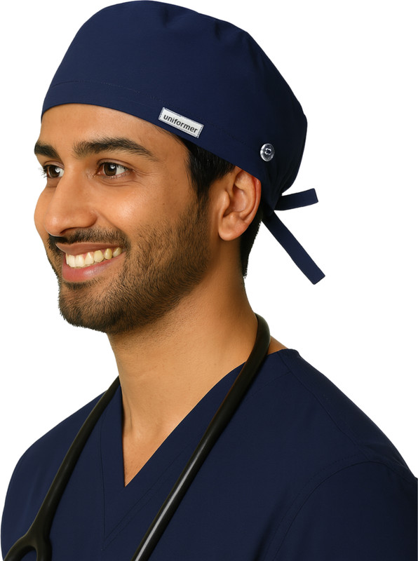 Uniformer Scrub Cap (Pack of 1) Gown Hospital Scrub(Navy Blue Free)