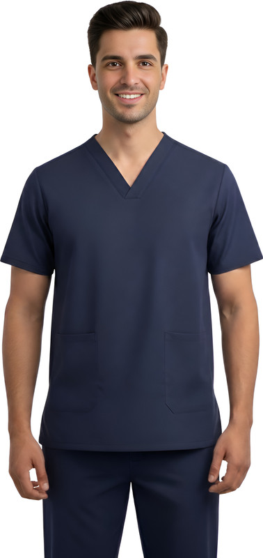Design My Dress Bharat Modern Fit Medical Dress Set For Men - Navy Blue V-Neck Top & Regular Style Pant, Shirt Hospital Scrub(Navy Blue M)