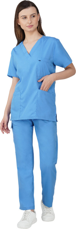 PRAGATI TRENDS Women Scrub Suit-Ideal for Doctors,Nurses,Dentists&Healthcare Professionals-WN40 Gown Hospital Scrub(WINE L)