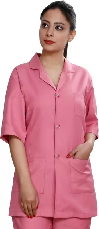 SEEMESH Apron Doctor, Nurses, College Students Shirt Hospital Scrub(Pink XS)