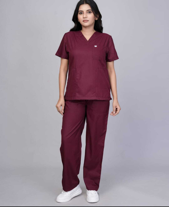 SMC Classic Women's New Gen Scrubs Pant, Shirt Hospital Scrub (WINE-S} Pant, Shirt Hospital Scrub(WINE S)