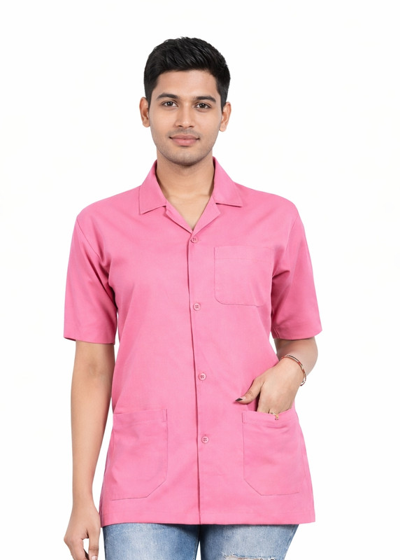 RASH FASHION Pink coat Shirt Hospital Scrub(Pink M)