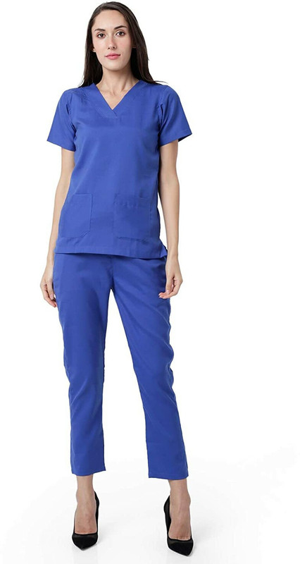SEEMESH Scrub Suit for Doctors Nurses Shirt, Pant Hospital Scrub(BLUE S)