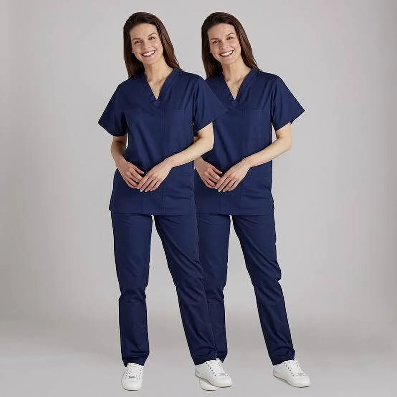 SHARMASCRUBS Women Medical Scrub – Doctors & Nurse Scrub Suit/ OT Dress (Blue, XL) Shirt, Pant Hospital Scrub(Blue XL)