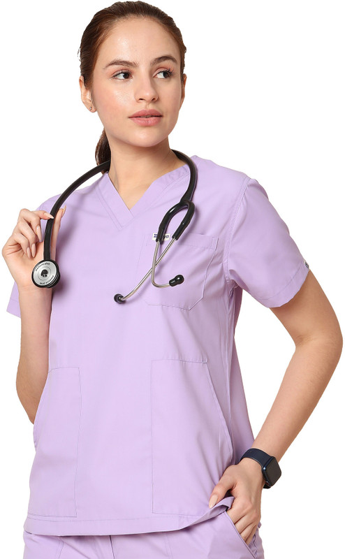 KNYA Women's Scrubs for Doctors | 5 Pocket Pant, Shirt Hospital Scrub(Pastel Lilac M)