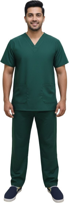 Design My Dress Bharat Men’s Medical Uniform Set | V-Neck T-Shirt & Straight Pant Hospital Scrub(Green M)